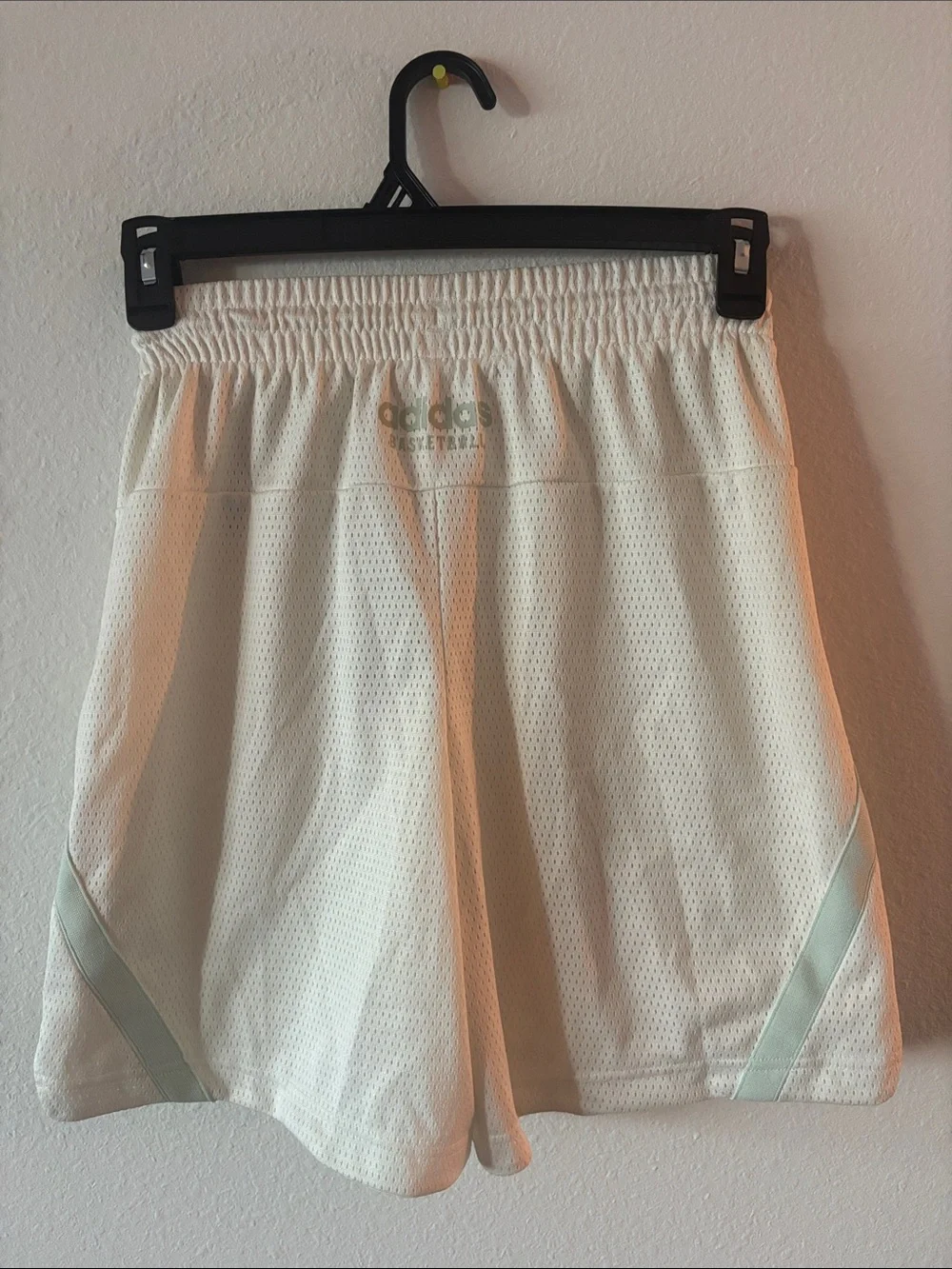 Adidas Cream Athletic Mesh Shorts with Mint Trim